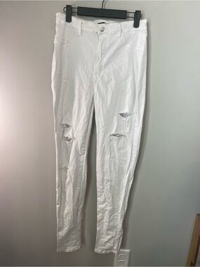 Fashion Nova White Distressed Skinny Jeans